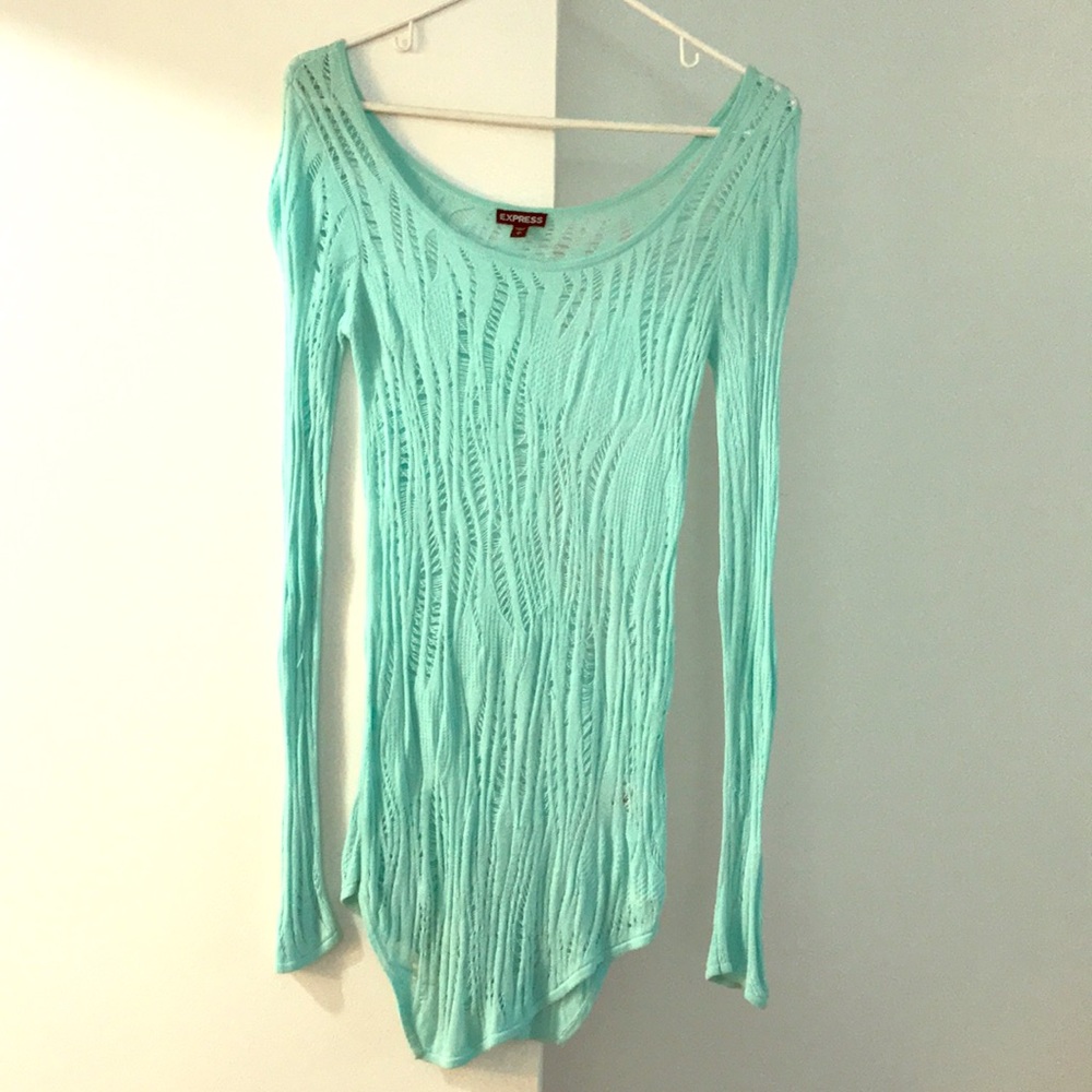 Express asymmetrical lace tunic sweater